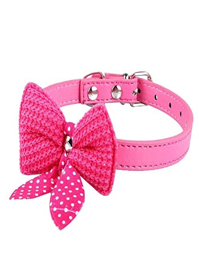 Nema NM Nema Knit Bowknot Adjustable Leather Pet Collars Necklace - Pink - Image 1
